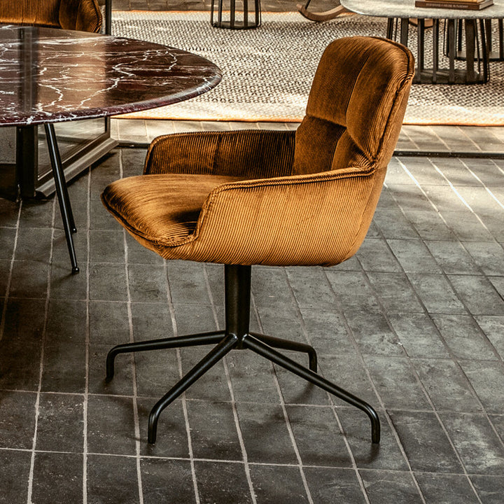 freifrau | marla armchair low | trestle leg | riga mustard