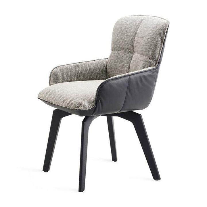 freifrau | marla armchair low | wood frame black | opera pepper + ebony (black) leather