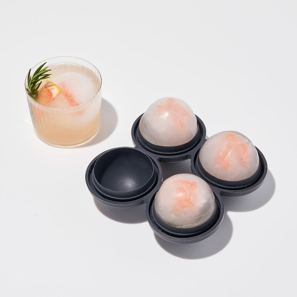 peak | sphere ice mold tray | marble black