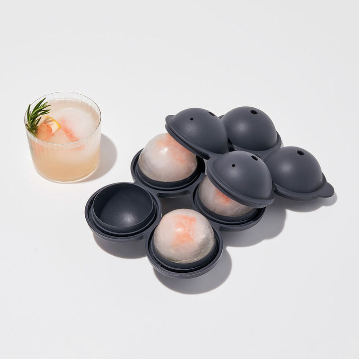 peak | sphere ice mold tray | marble black
