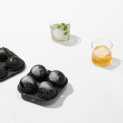 peak | sphere ice mold tray | marble black