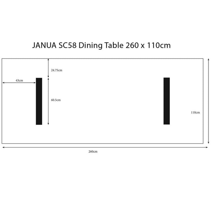 janua | sc 58 table | white pigmented oak + black base 260x110cm