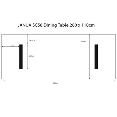 janua | sc 58 dining table | white oak + black legs 280x110cm