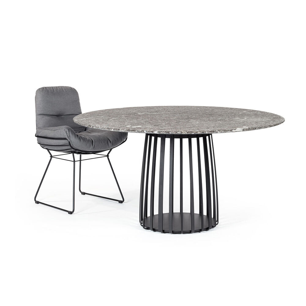 janua | bc 07 basket outdoor table round | alps glitter stone + black base 155cm