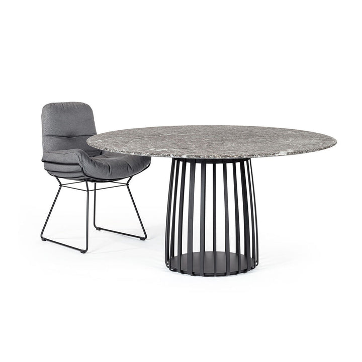 janua | bc 07 basket outdoor table round | alps glitter stone + black base 155cm