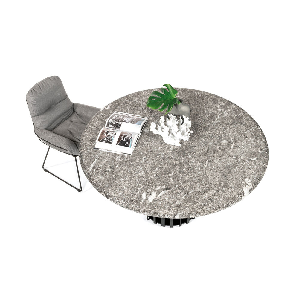 janua | bc 07 basket outdoor table round | alps glitter stone + black base 155cm