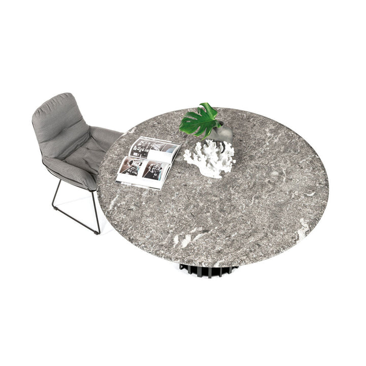 janua | bc 07 basket outdoor table round | alps glitter stone + black base 155cm