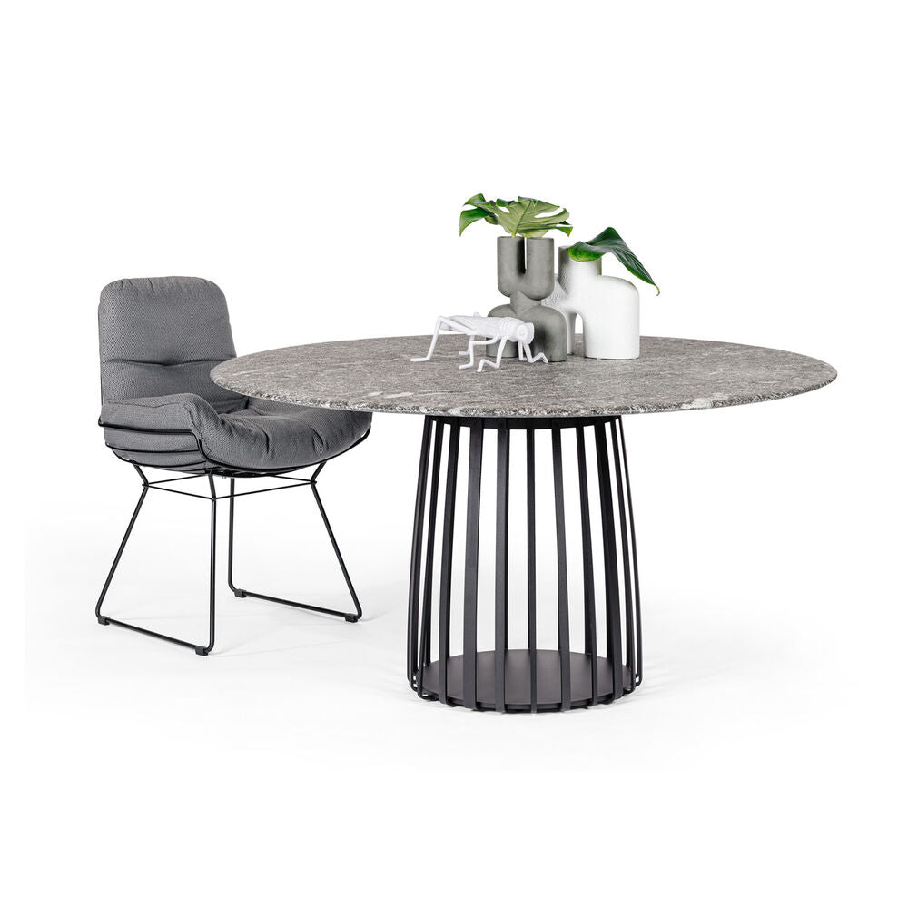 janua | bc 07 basket outdoor table round | alps glitter stone + black base 155cm
