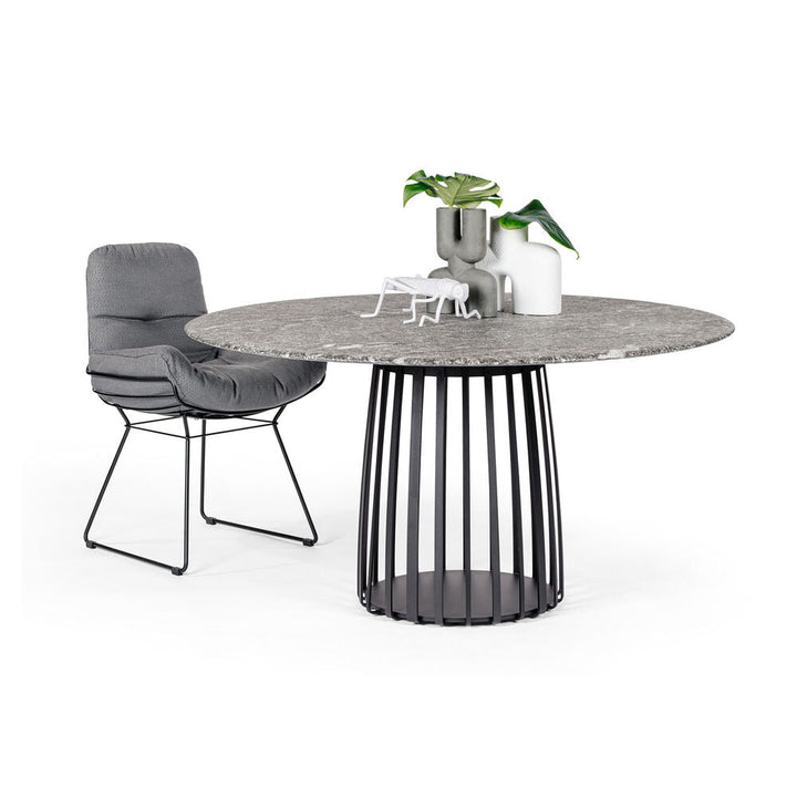 janua | bc 07 basket outdoor table round | alps glitter stone + black base 155cm