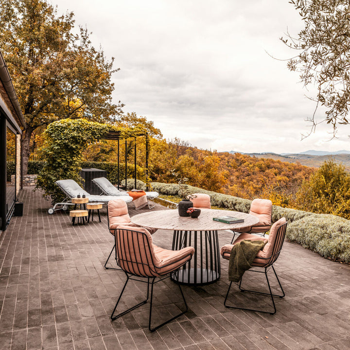 janua | bc 07 basket outdoor table round | alps glitter stone + black base 155cm