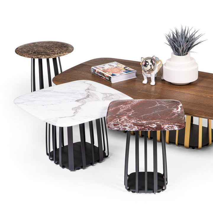 janua | bc 09 basket coffee table round | emperador stone + black base