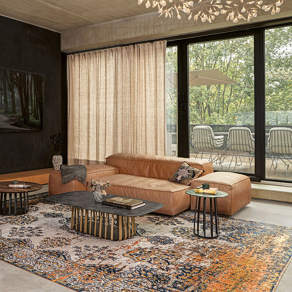 janua | bc 09 basket coffee table round | emperador stone + black base