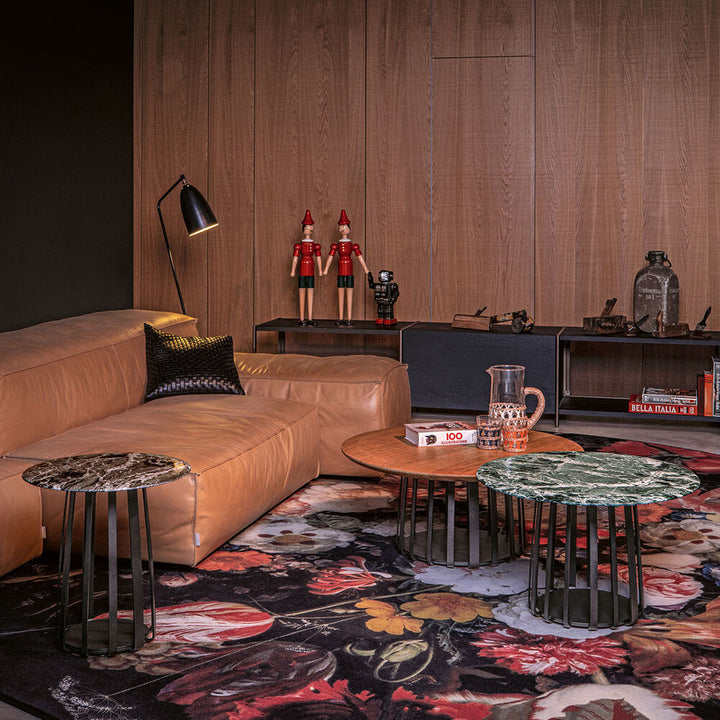 janua | bc 09 basket coffee table round | emperador stone + black base