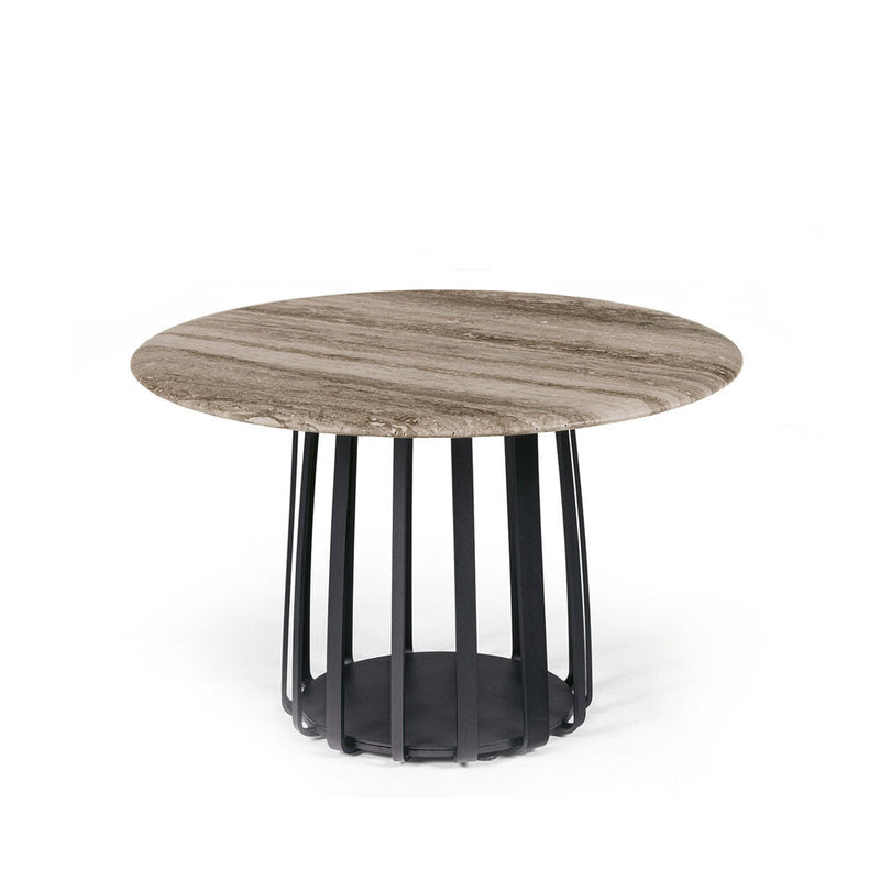 janua | bc 09 basket coffee table outdoor | travertine titanium + black base