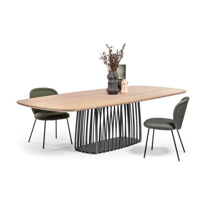 janua | bc 07 basket table boat shape | natural oak + black base 220x110cm