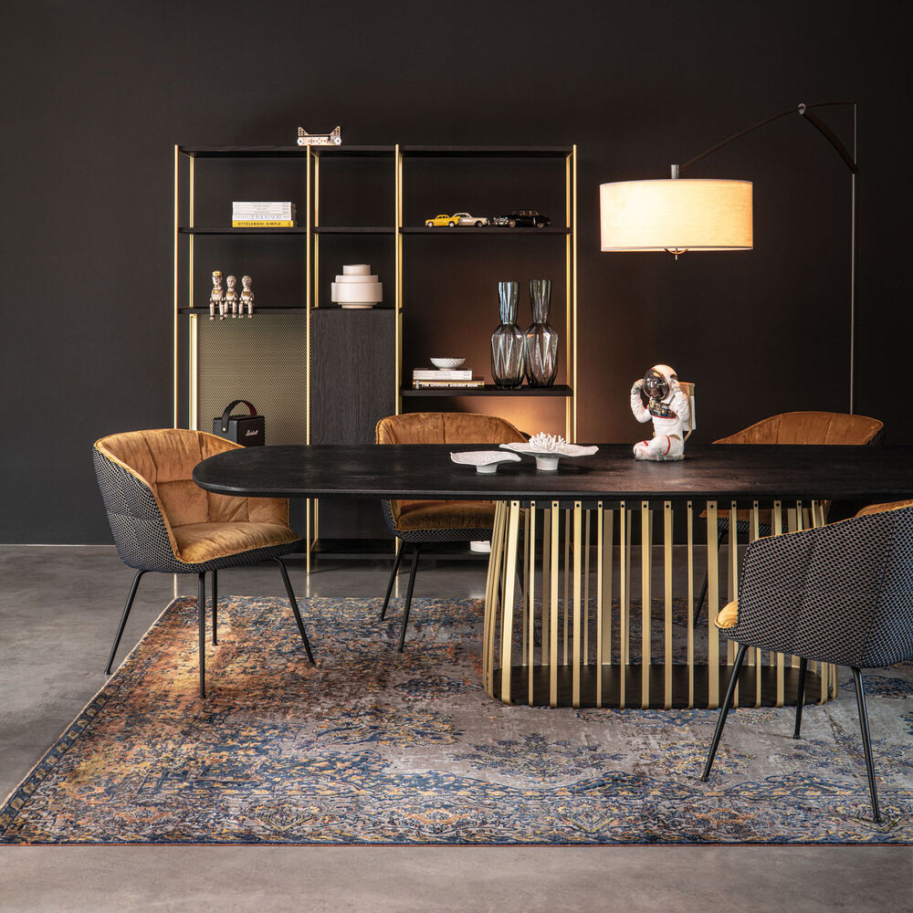 janua | bc 07 basket table boat shape | american walnut + brass base 220x110cm