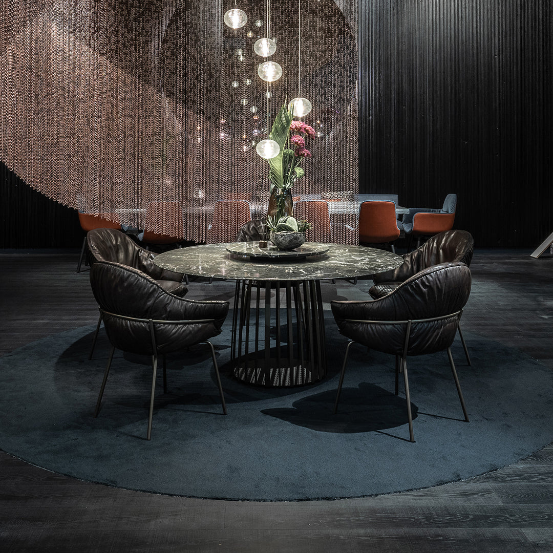 freifrau | marie armchair | adora canelo leather + steel bronze glaze frame