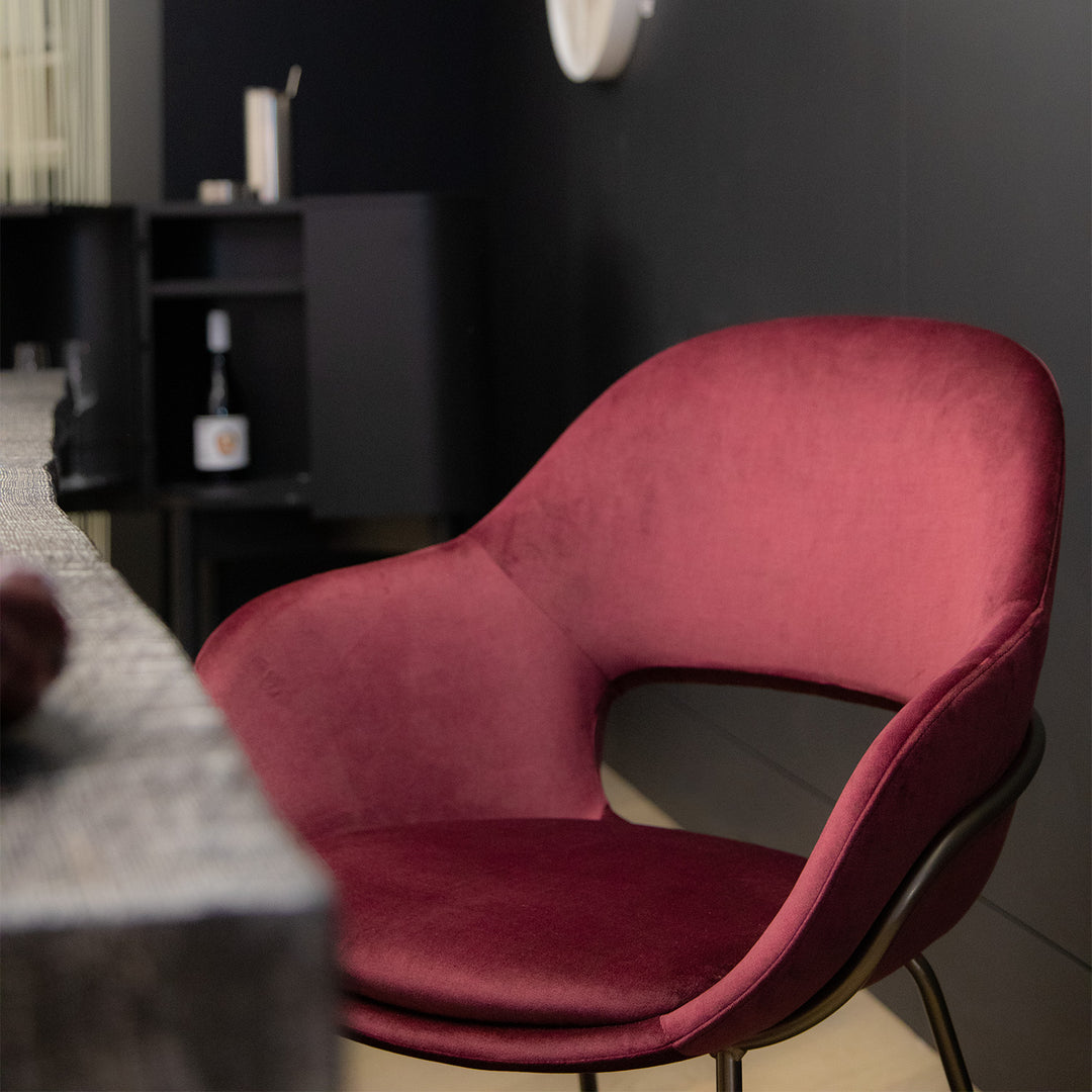 freifrau | theia armchair high | steel frame bronze | smart bordeaux