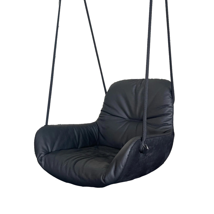 freifrau | leya lounge swing seat | cayenne ebony (black) + orient ebony (black) leather