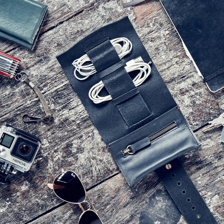 afternoons with albert | leather cord roll | jet black - LC