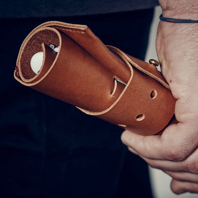 afternoons with albert | leather cord roll | tan