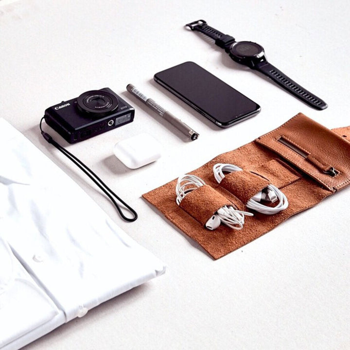 afternoons with albert | leather cord roll | tan - LC