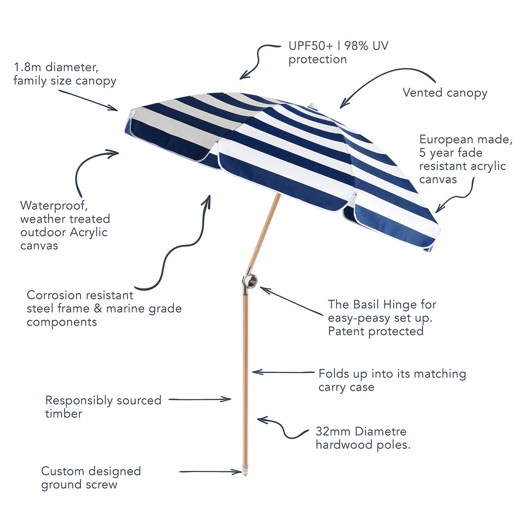basil bangs | luxury beach umbrella | cadet - LC