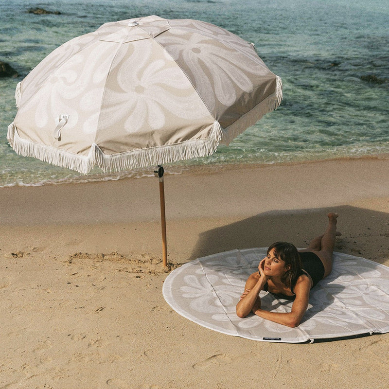 basil bangs | premium beach umbrella | flowers