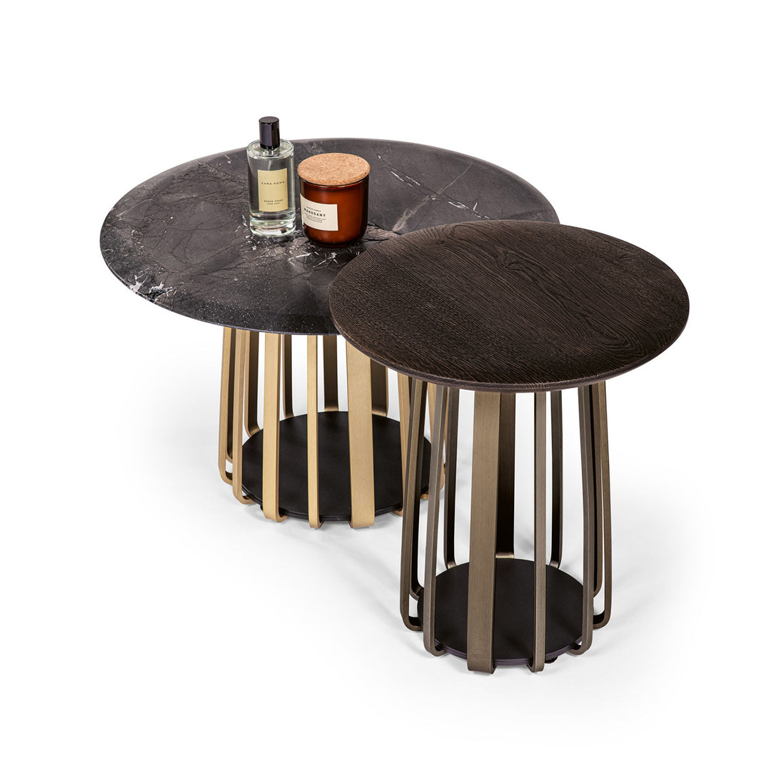 janua | bc 09 basket coffee table round | infinity stone + brass base