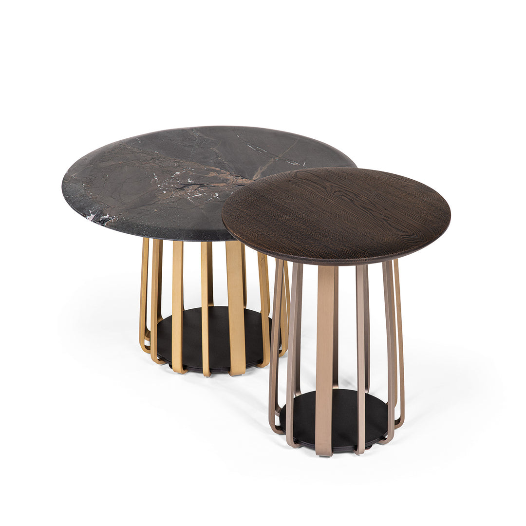 janua | bc 09 basket coffee table round | infinity stone + brass base