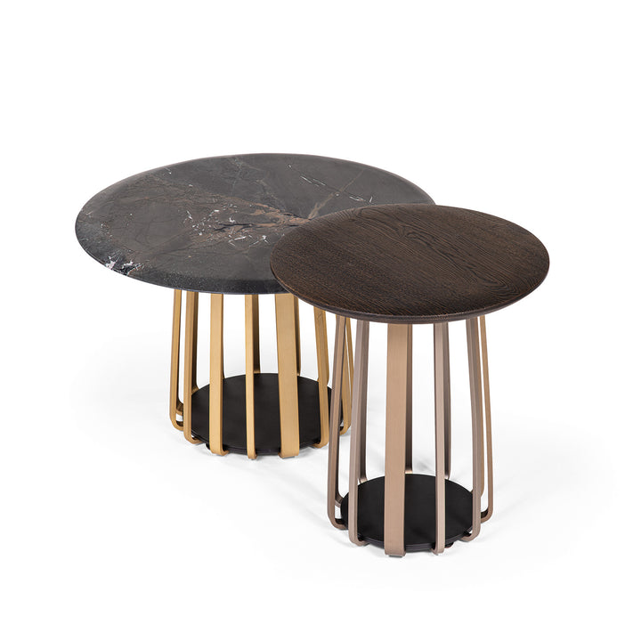 janua | bc 09 basket coffee table round | infinity stone + brass base