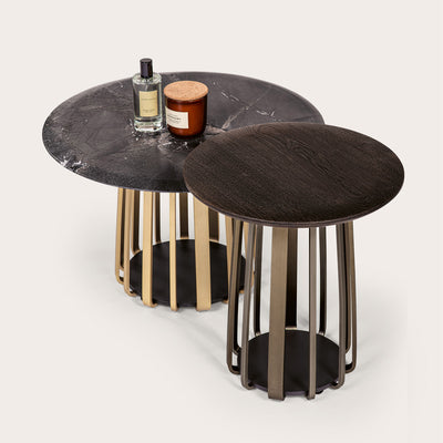 janua | bc 09 basket coffee table round | infinity stone + glaze brass base