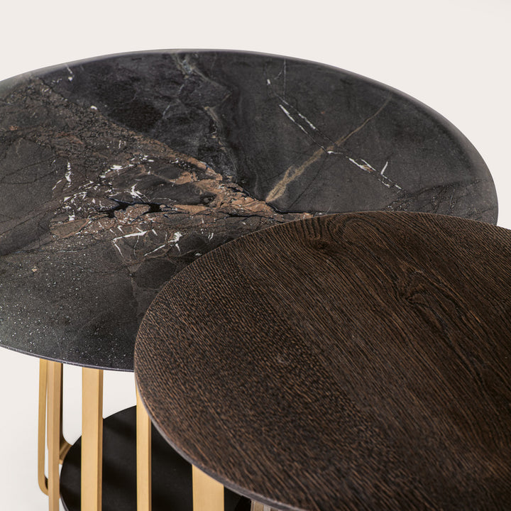 janua | bc 09 basket coffee table round | infinity stone + brass base