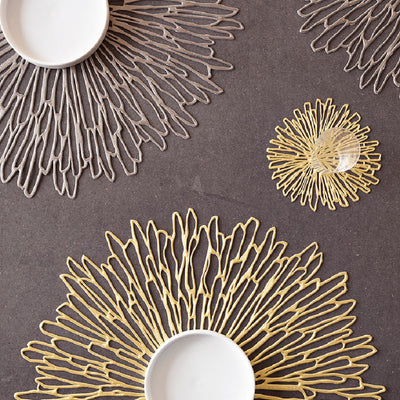 chilewich | placemat round | bloom gilded