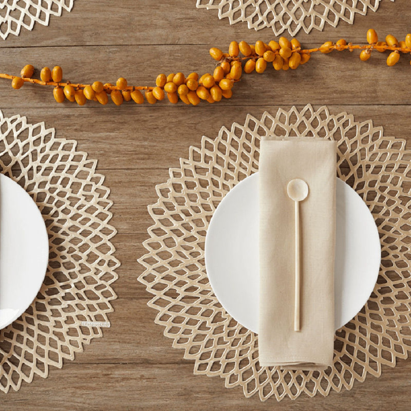 chilewich | placemat round | dahlia champagne