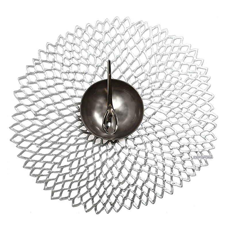 chilewich | placemat round | dahlia silver