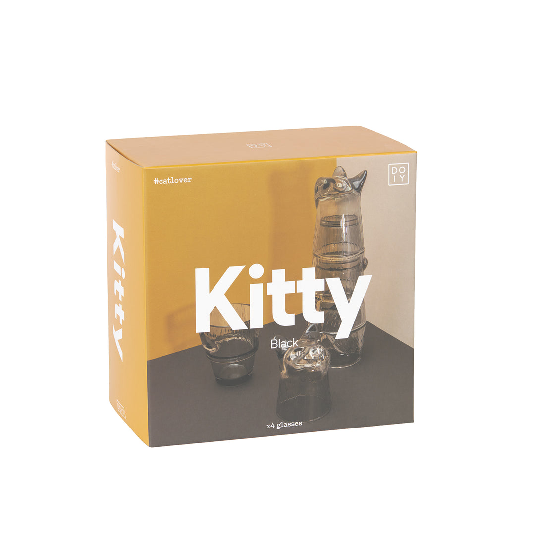 doiy | kitty stackable glasses | black