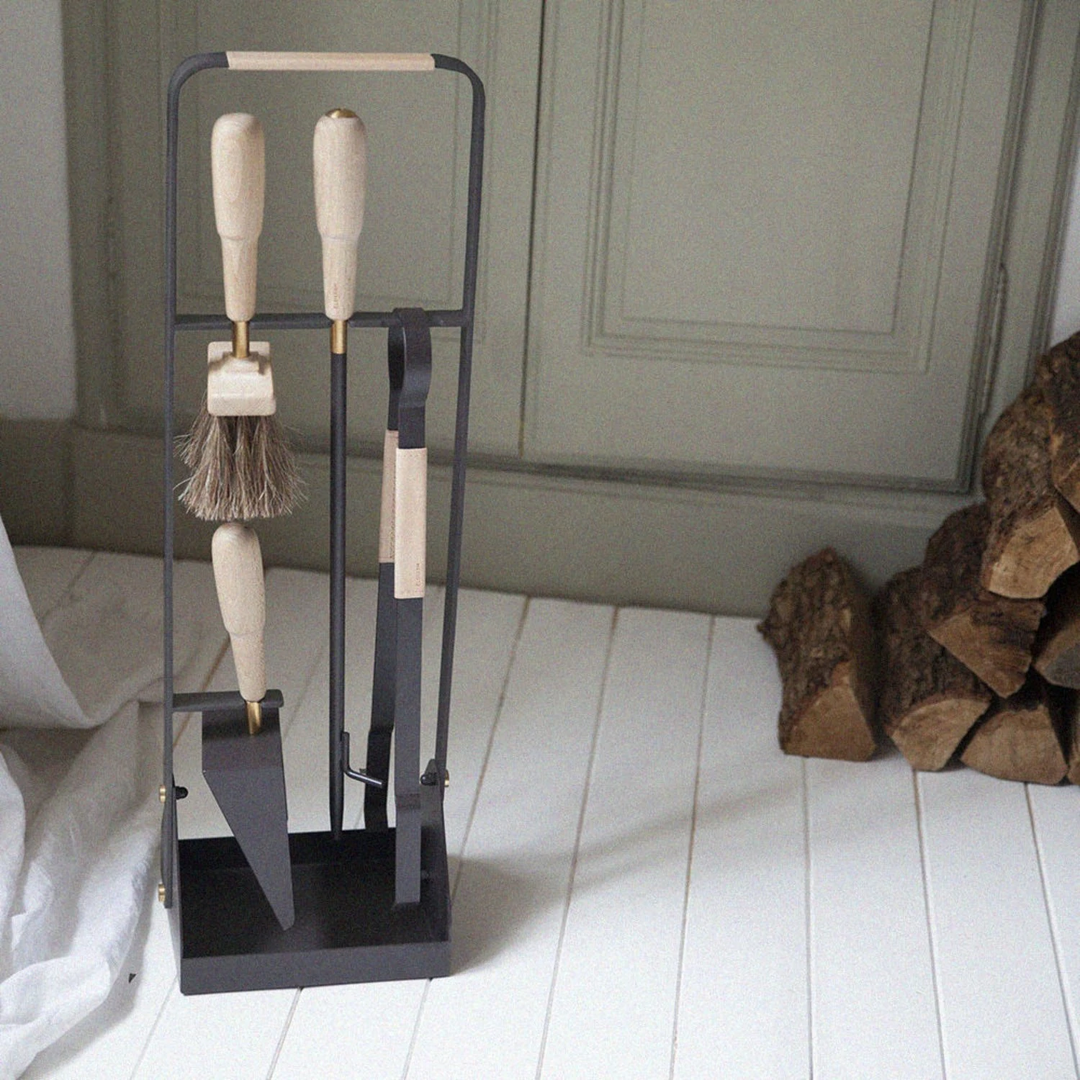 eldvarm | emma fire companion set with leather | naturel