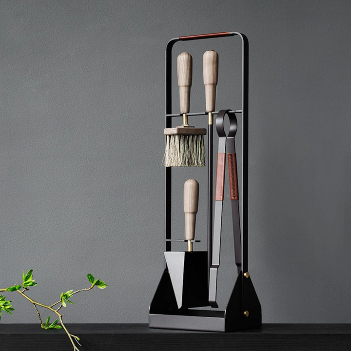 eldvarm | emma fire companion set with leather | havane