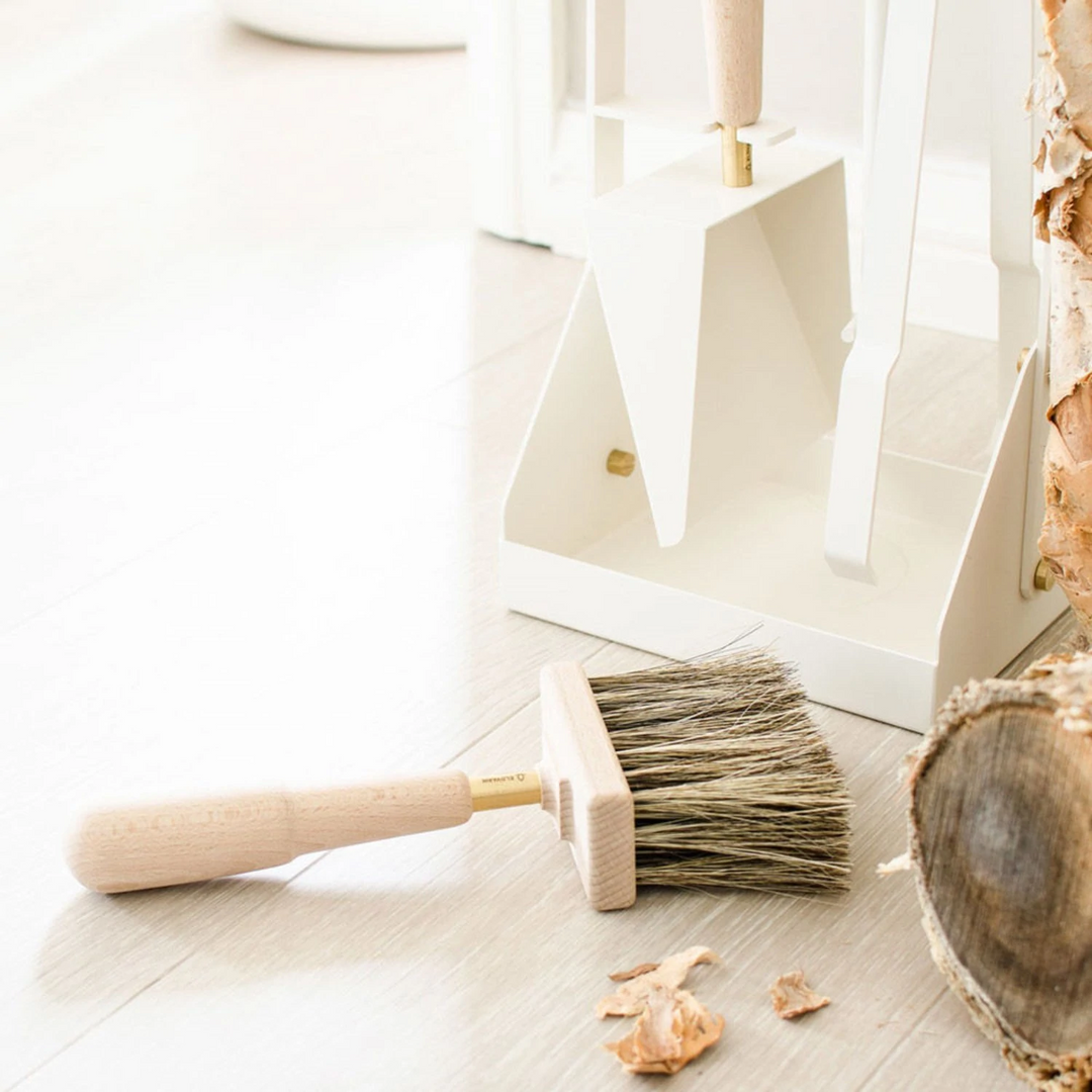 eldvarm | emma fire companion set with leather | blanc