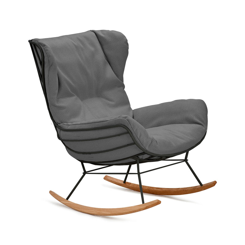 freifrau | leyasol outdoor wingback rocking chair | lopi ash + black frame