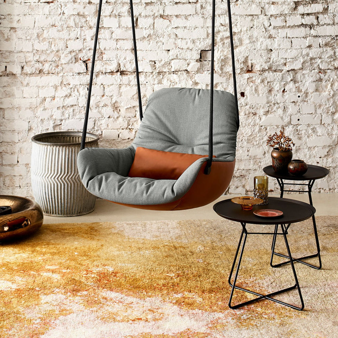 freifrau | leya coffee table with leather inlay | large | black