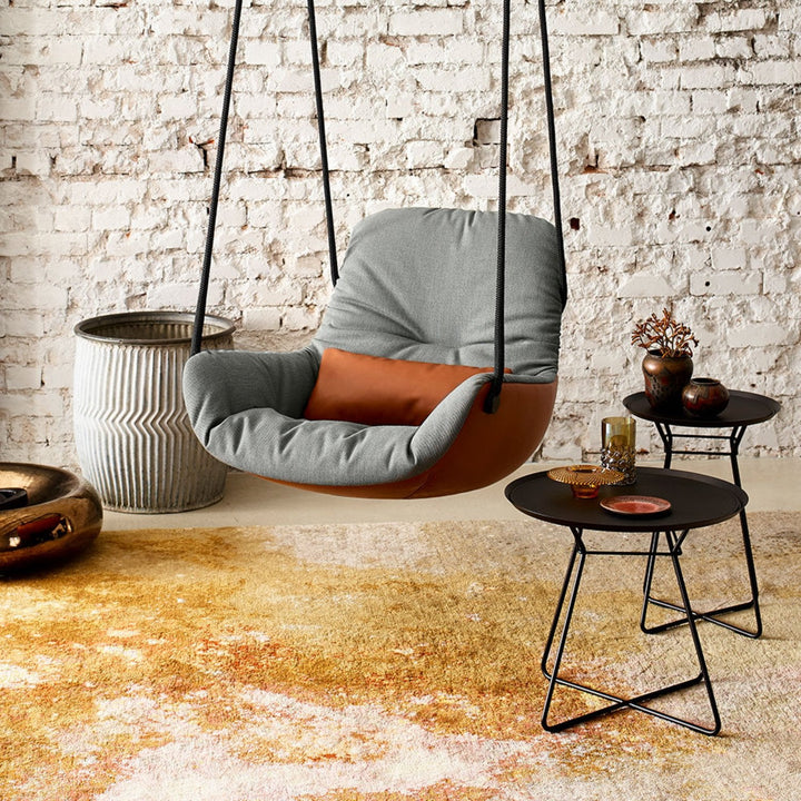 freifrau | leya coffee table with leather inlay | small | black