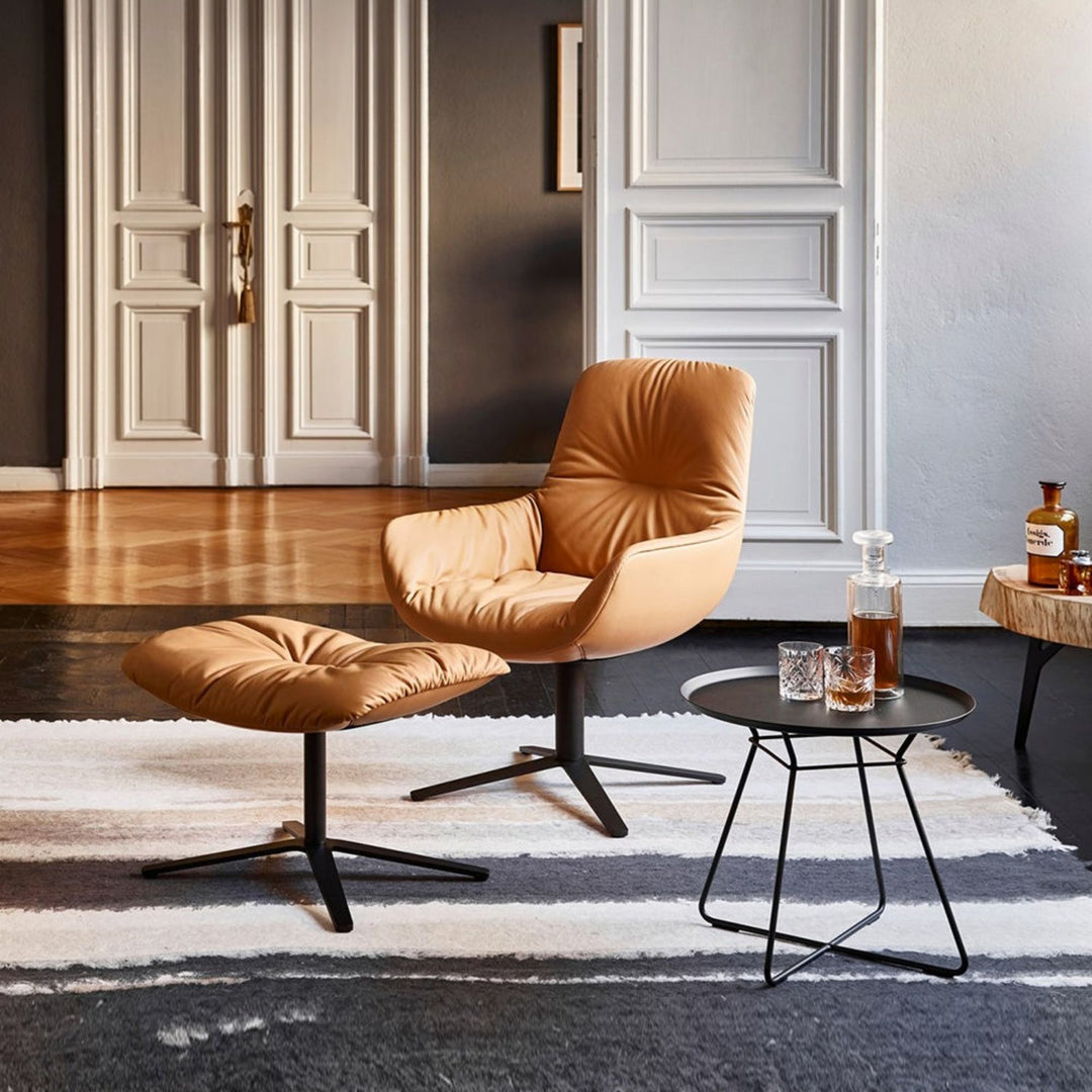 freifrau | leya coffee table with leather inlay | large | black