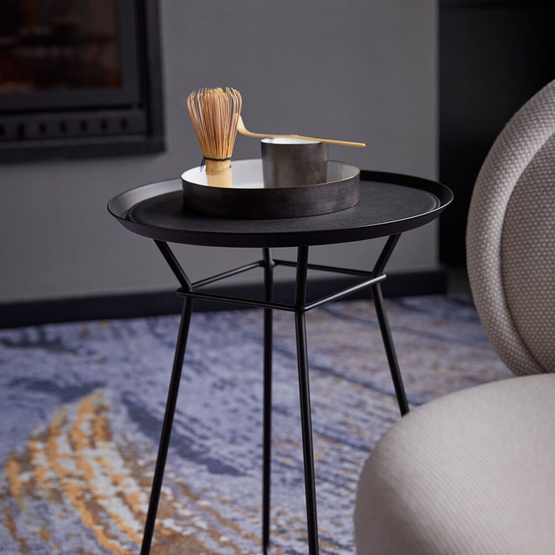 freifrau | leya coffee table with leather inlay | small | black