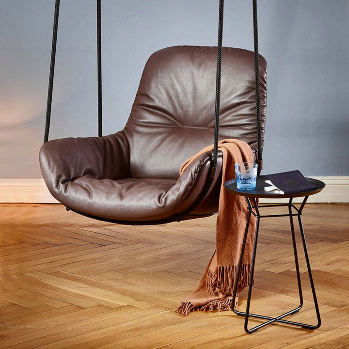 freifrau | leya coffee table with leather inlay | small | black