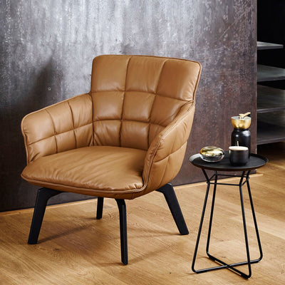 freifrau | leya coffee table with leather inlay | small ebony (black)