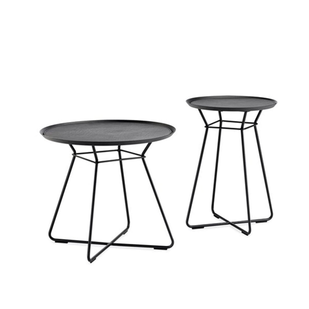 freifrau | leya coffee table with leather inlay | small | black