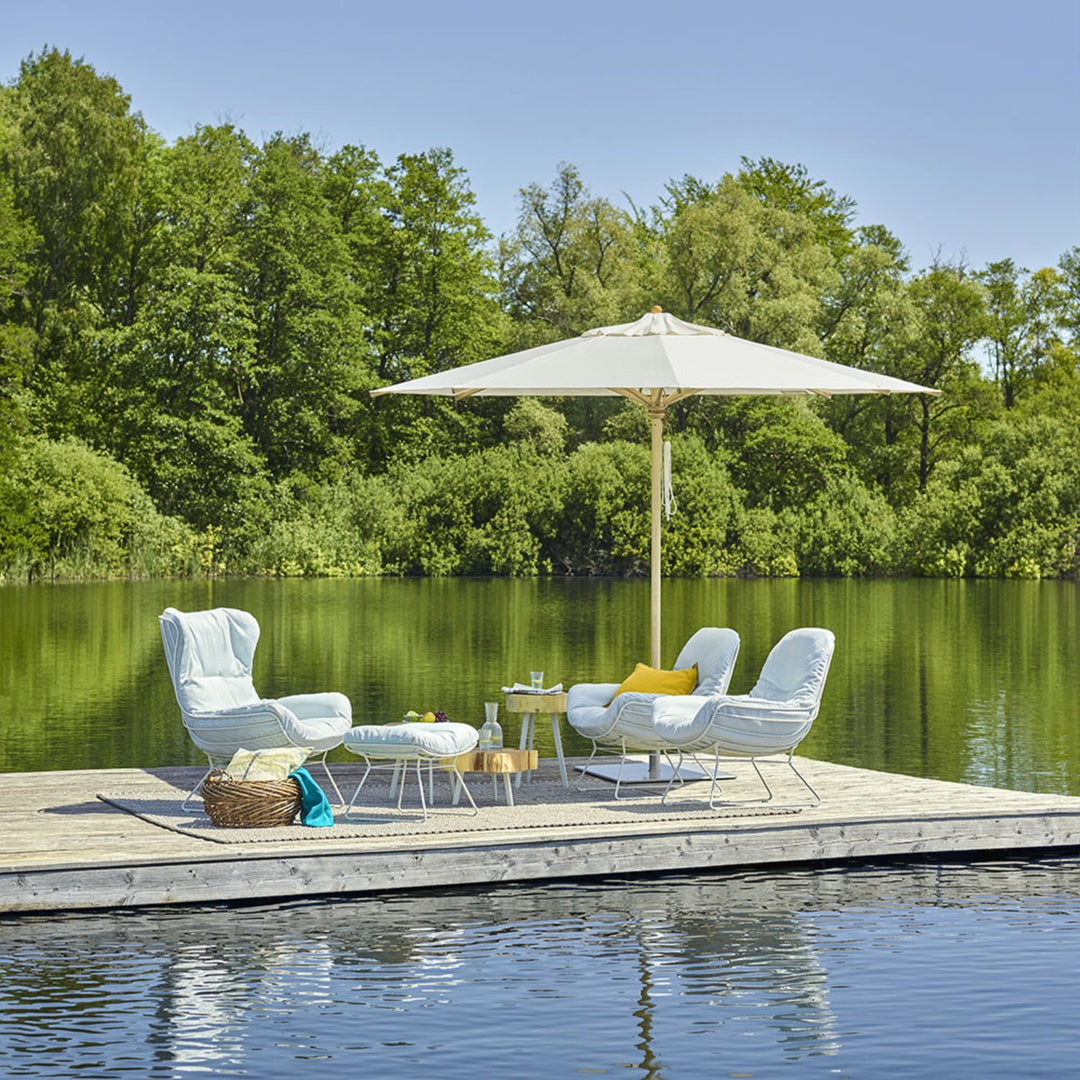 freifrau | leyasol outdoor ottoman | lopi beldi + traffic white frame