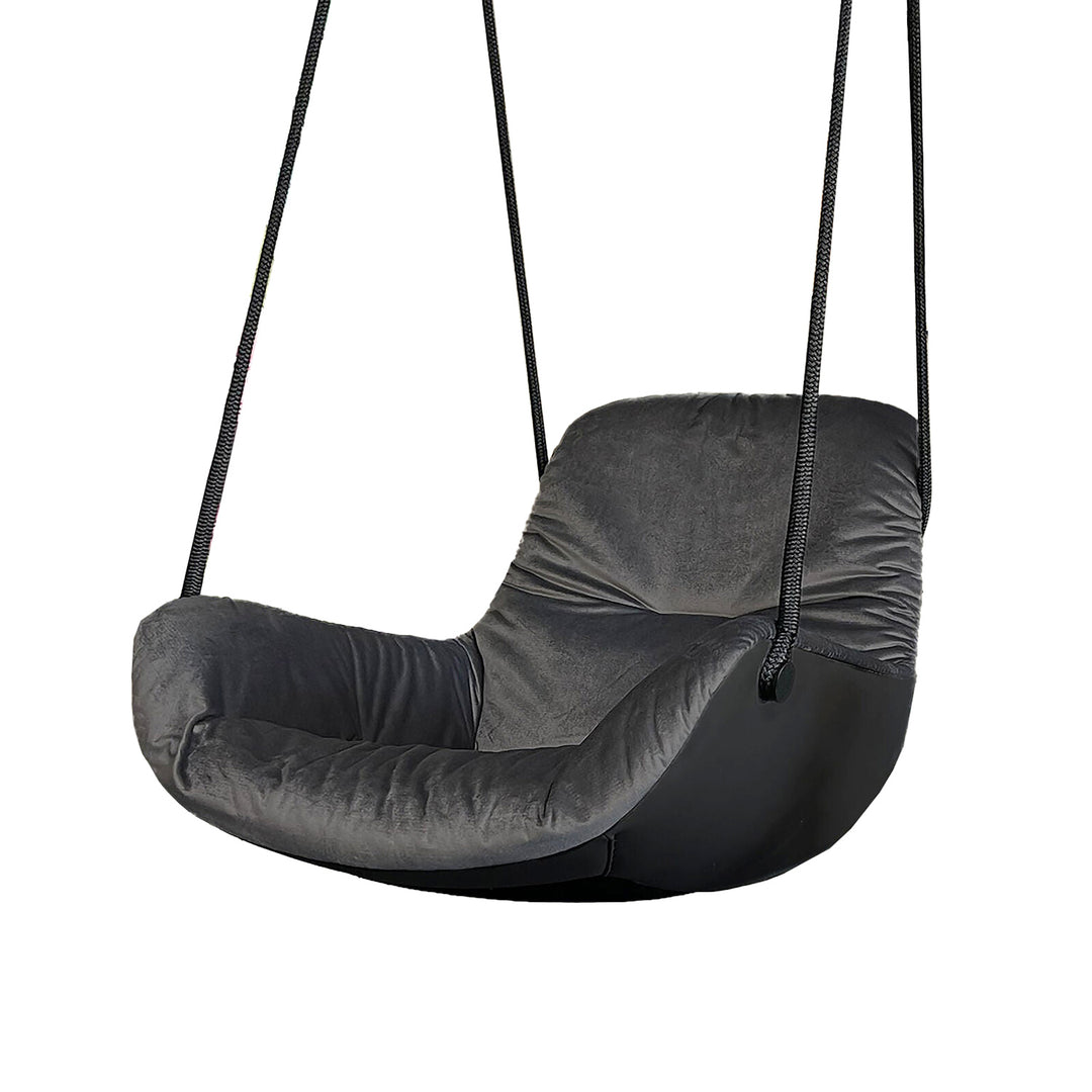 freifrau | leya lounge swing seat | avalon 005 + sahara ebony (black) leather